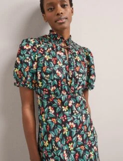 Irina Bias Cut Maxi Dress - Black Multi Tropical Floral Print -Cefinn Clothing Store SU24 D641 IRINA BLACKMULTITROPICALFLORAL LS 1723