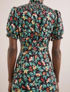 Irina Bias Cut Maxi Dress - Black Multi Tropical Floral Print -Cefinn Clothing Store SU24 D641 IRINA BLACKMULTITROPICALFLORAL LS 1741