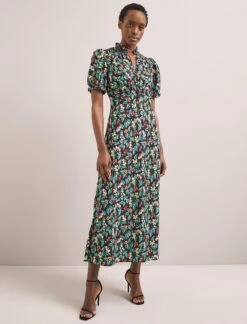 Irina Bias Cut Maxi Dress - Black Multi Tropical Floral Print -Cefinn Clothing Store SU24 D641 IRINA BLACKMULTITROPICALFLORAL LS 1760