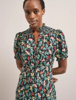 Irina Bias Cut Maxi Dress - Black Multi Tropical Floral Print -Cefinn Clothing Store SU24 D641 IRINA BLACKMULTITROPICALFLORAL LS 1769