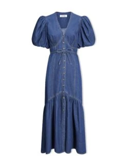 Este Denim Maxi Dress - Light Blue -Cefinn Clothing Store SU24 D643 ESTE LIGHTBLUE CO