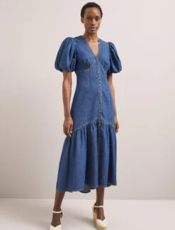 Este Denim Maxi Dress - Light Blue -Cefinn Clothing Store SU24 D643 ESTE LIGHTBLUE LS 821