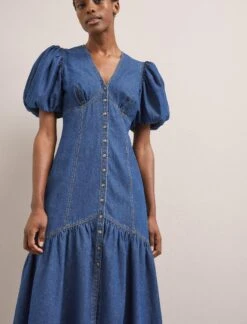 Este Denim Maxi Dress - Light Blue -Cefinn Clothing Store SU24 D643 ESTE LIGHTBLUE LS 960