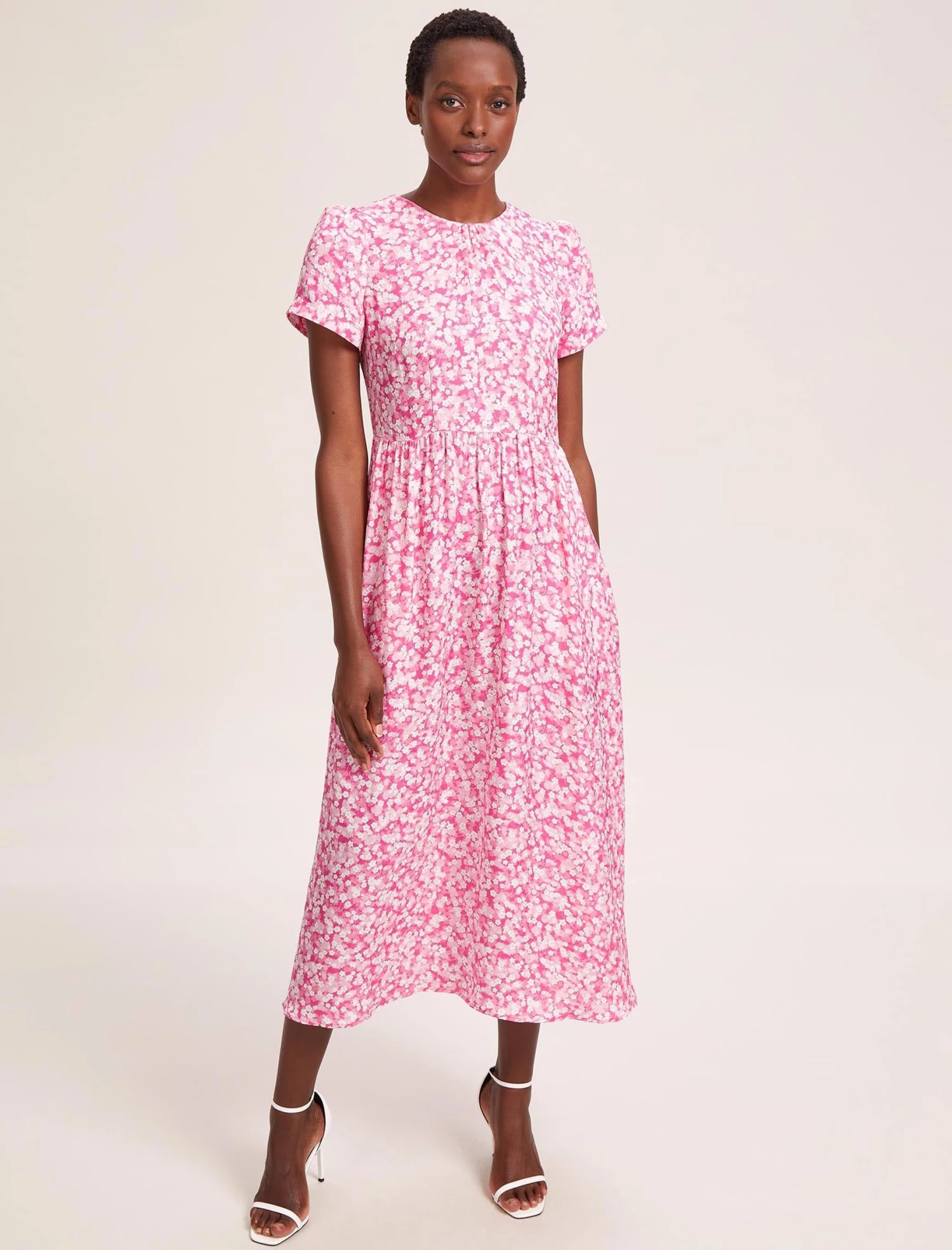 Nina Cotton Blend Maxi Dress - Hot Pink Blossom Print 7 Nina Cotton Blend Maxi Dress - Hot Pink Blossom Print - Image 5