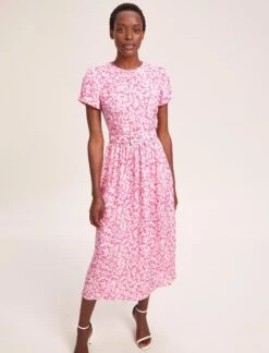 Nina Cotton Blend Maxi Dress - Hot Pink Blossom Print 12 Nina Cotton Blend Maxi Dress - Hot Pink Blossom Print -Cefinn Clothing Store SU24 D644 NINA HOTPINKBLOSSOMPRINT LS 41071