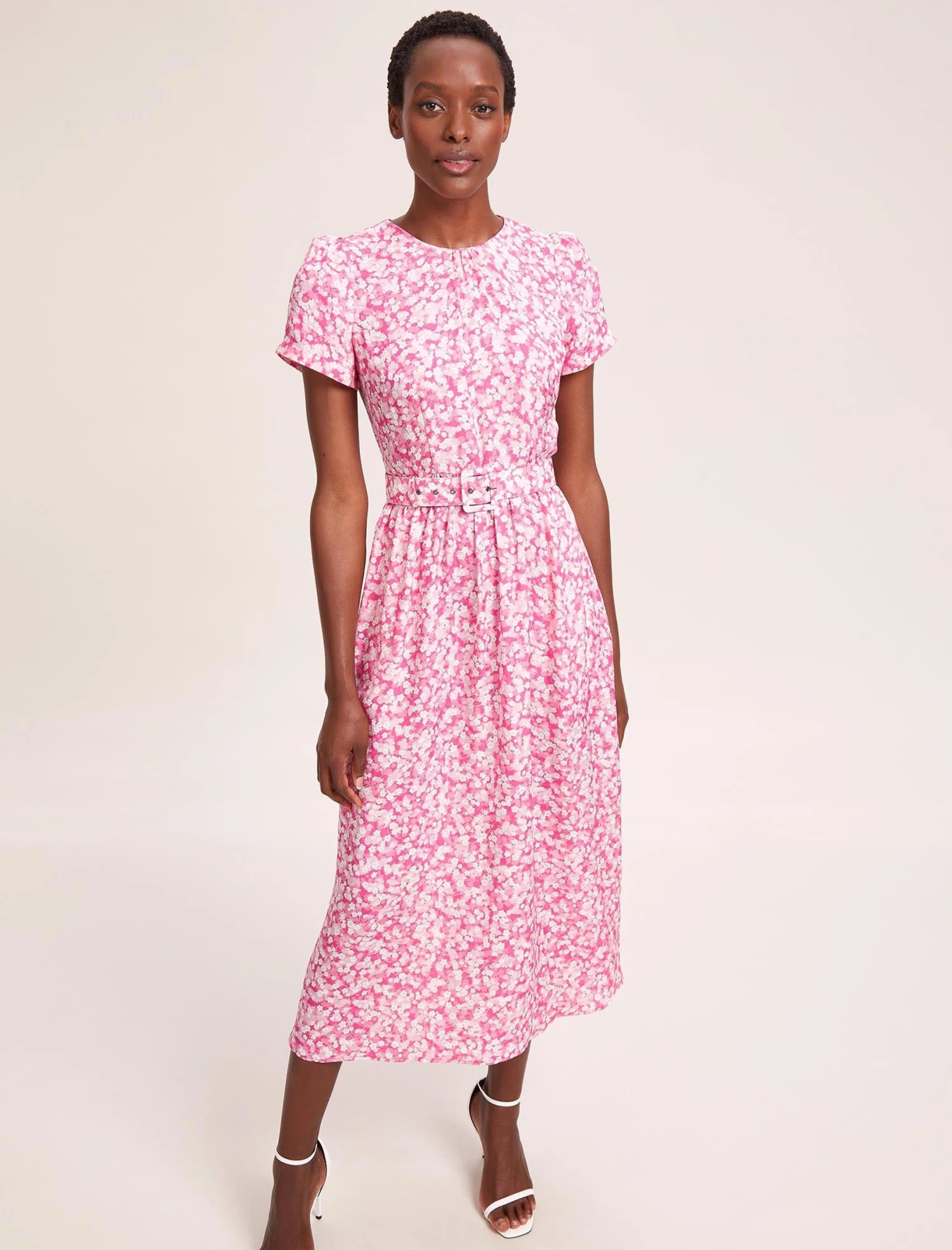 Nina Cotton Blend Maxi Dress - Hot Pink Blossom Print 5 Nina Cotton Blend Maxi Dress - Hot Pink Blossom Print - Image 3