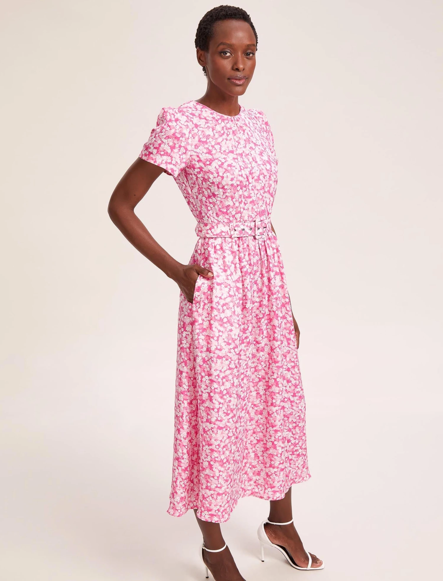 Nina Cotton Blend Maxi Dress - Hot Pink Blossom Print 6 Nina Cotton Blend Maxi Dress - Hot Pink Blossom Print - Image 4