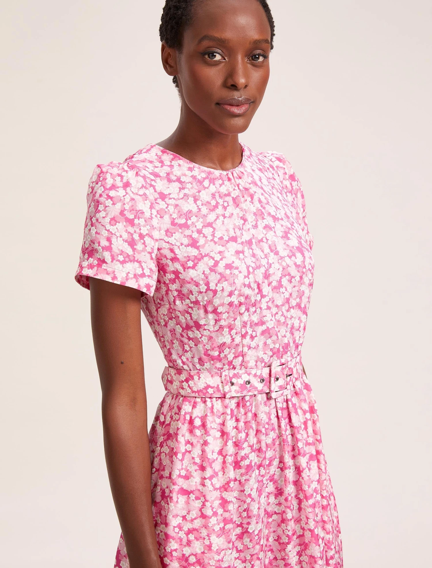 Nina Cotton Blend Maxi Dress - Hot Pink Blossom Print 4 Nina Cotton Blend Maxi Dress - Hot Pink Blossom Print - Image 2
