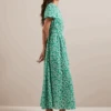 Nina Cotton Blend Maxi Dress - Mid Green Blossom Print