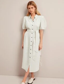 Lyra Techni Linen Maxi Shirt Dress - Cream -Cefinn Clothing Store SU24 D645 LYRA CREAM LS 17764