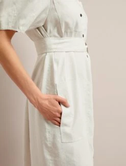 Lyra Techni Linen Maxi Shirt Dress - Cream -Cefinn Clothing Store SU24 D645 LYRA CREAM LS 17959