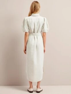 Lyra Techni Linen Maxi Shirt Dress - Cream -Cefinn Clothing Store SU24 D645 LYRA CREAM LS 17998