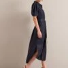 Lyra Techni Linen Maxi Shirt Dress - Navy -Cefinn Clothing Store SU24 D645 LYRA NAVY LS 24672