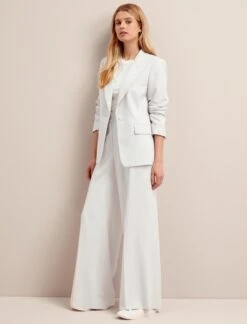 Jamie Linen Blend Blazer - Pearl -Cefinn Clothing Store SU24 JK66 JAMIE PEARL LS 26075