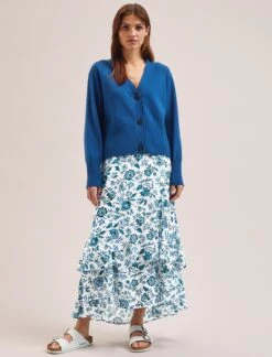 Caro Cotton Cardigan - Bright Blue -Cefinn Clothing Store SU24 K135 CARO BRIGHTBLUE LS 1382