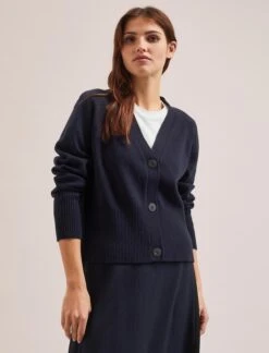 Caro Cotton Cardigan - Navy -Cefinn Clothing Store SU24 K135 CARO NAVY LS 2159