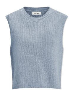 Julie Cotton Round Neck Sleeveless Jumper - Pale Blue 17 Julie Cotton Round Neck Sleeveless Jumper - Pale Blue -Cefinn Clothing Store SU24 K138 JULIE PALEBLUE CO