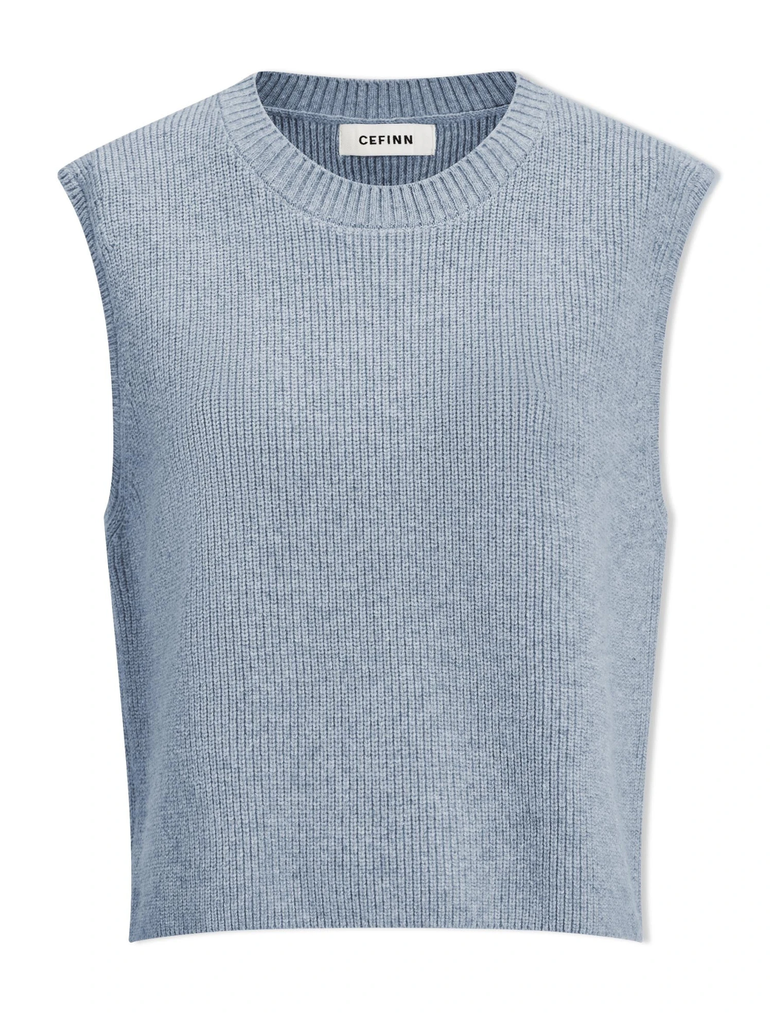 Julie Cotton Round Neck Sleeveless Jumper - Pale Blue 10 Julie Cotton Round Neck Sleeveless Jumper - Pale Blue - Image 8
