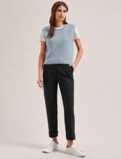 Julie Cotton Round Neck Sleeveless Jumper - Pale Blue 13 Julie Cotton Round Neck Sleeveless Jumper - Pale Blue -Cefinn Clothing Store SU24 K138 JULIE PALEBLUE LS 1983