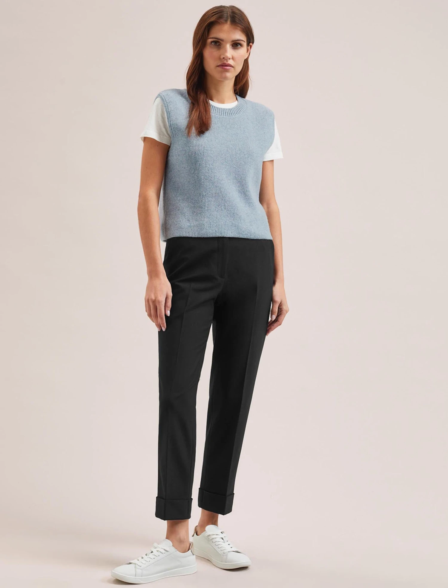 Julie Cotton Round Neck Sleeveless Jumper - Pale Blue 8 Julie Cotton Round Neck Sleeveless Jumper - Pale Blue - Image 6