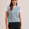 Julie Cotton Round Neck Sleeveless Jumper - Pale Blue 1 Julie Cotton Round Neck Sleeveless Jumper - Pale Blue -Cefinn Clothing Store SU24 K138 JULIE PALEBLUE LS 2000