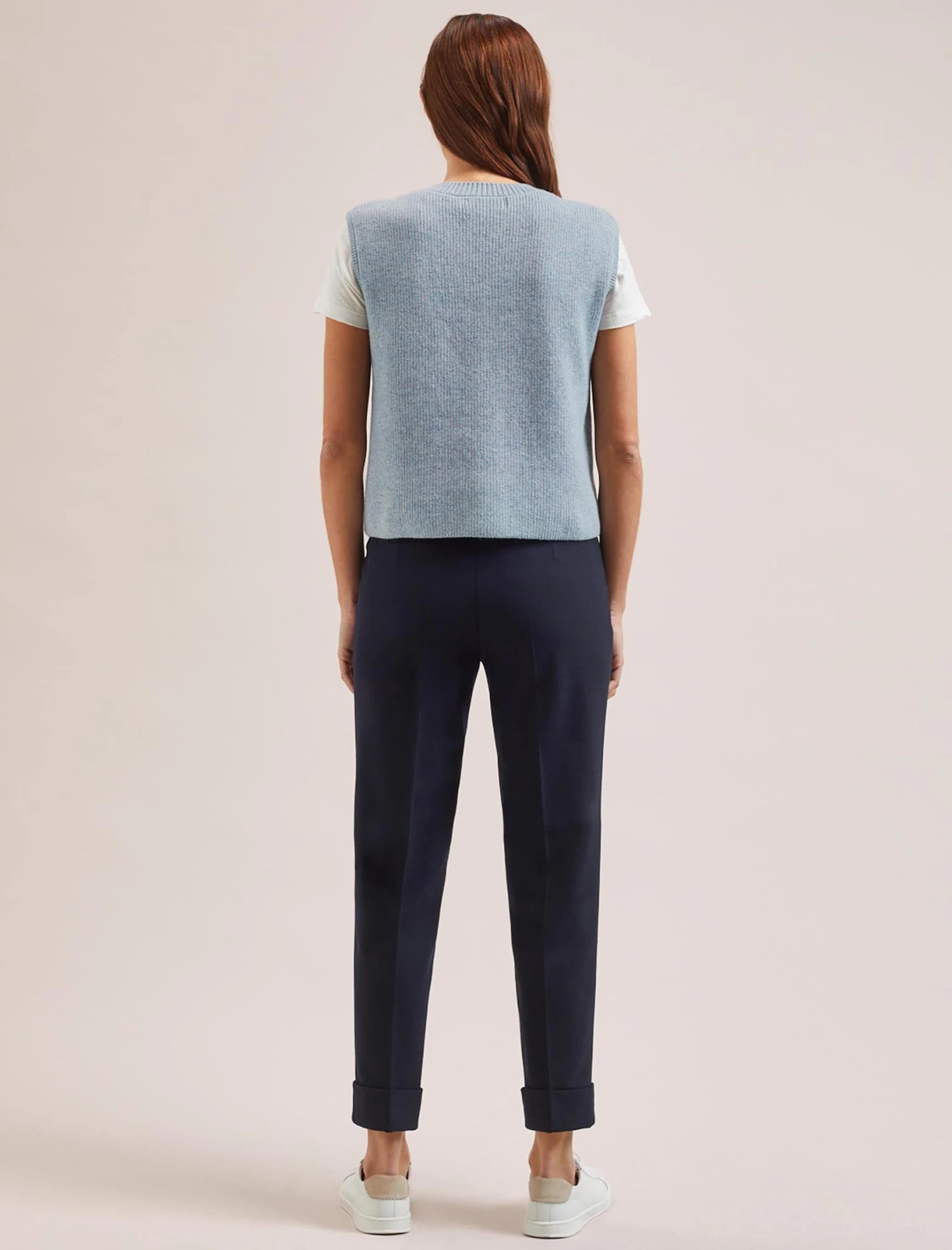 Julie Cotton Round Neck Sleeveless Jumper - Pale Blue 9 Julie Cotton Round Neck Sleeveless Jumper - Pale Blue - Image 7