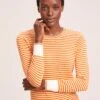 Jodi Cotton Jumper - Orange Yellow Cream Stripe -Cefinn Clothing Store SU24 K139 JODIORANGEYELLOWCREAMSTRIPE LS 40553