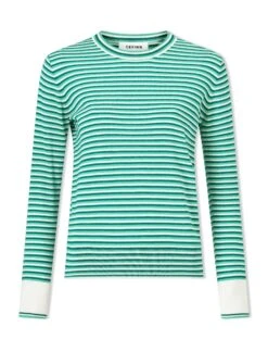 Jodi Cotton Jumper - Teal Mint Cream Stripe 17 Jodi Cotton Jumper - Teal Mint Cream Stripe -Cefinn Clothing Store SU24 K139 JODI TEALMINTCREAMSTRIPE CO