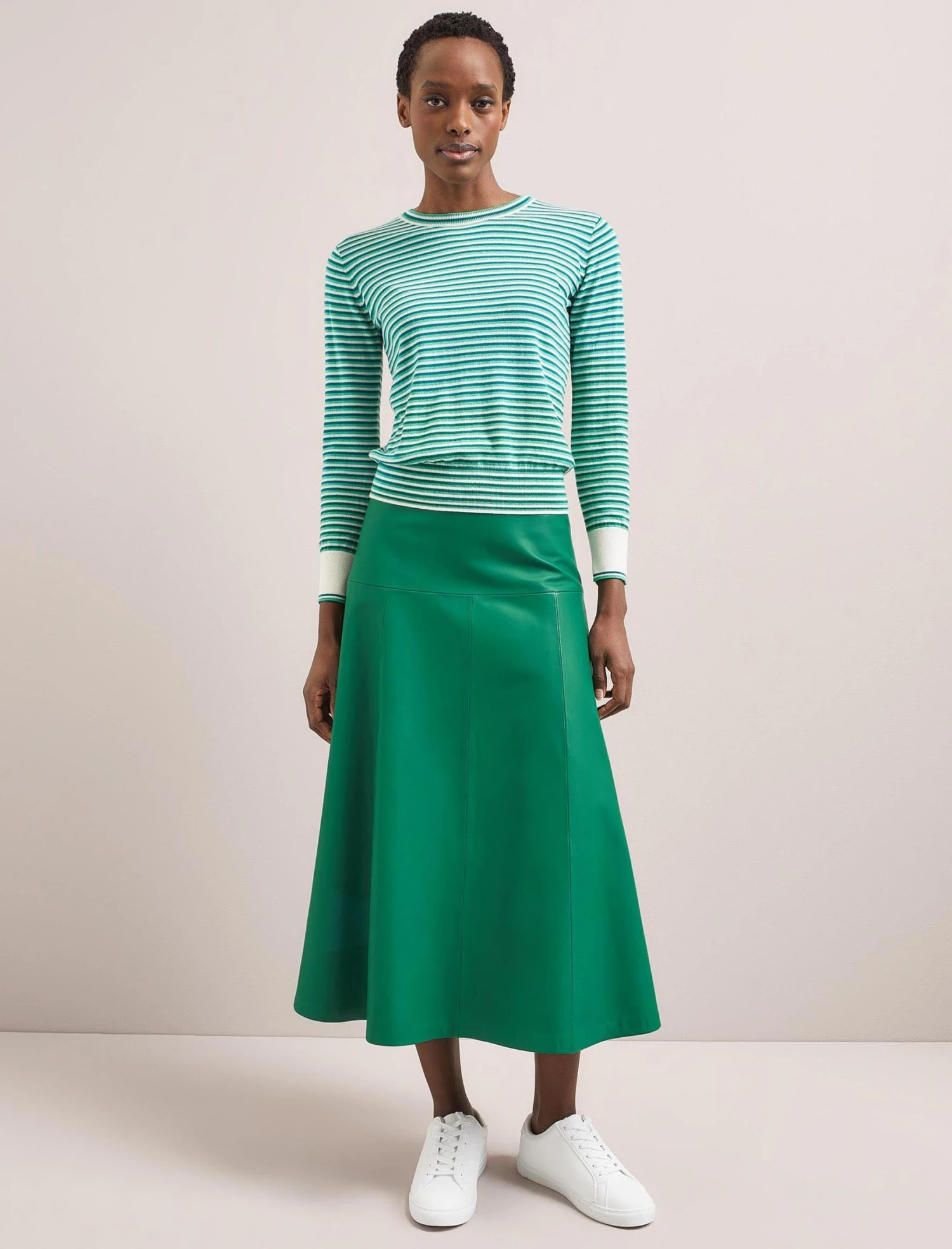 Jodi Cotton Jumper - Teal Mint Cream Stripe 4 Jodi Cotton Jumper - Teal Mint Cream Stripe - Image 2