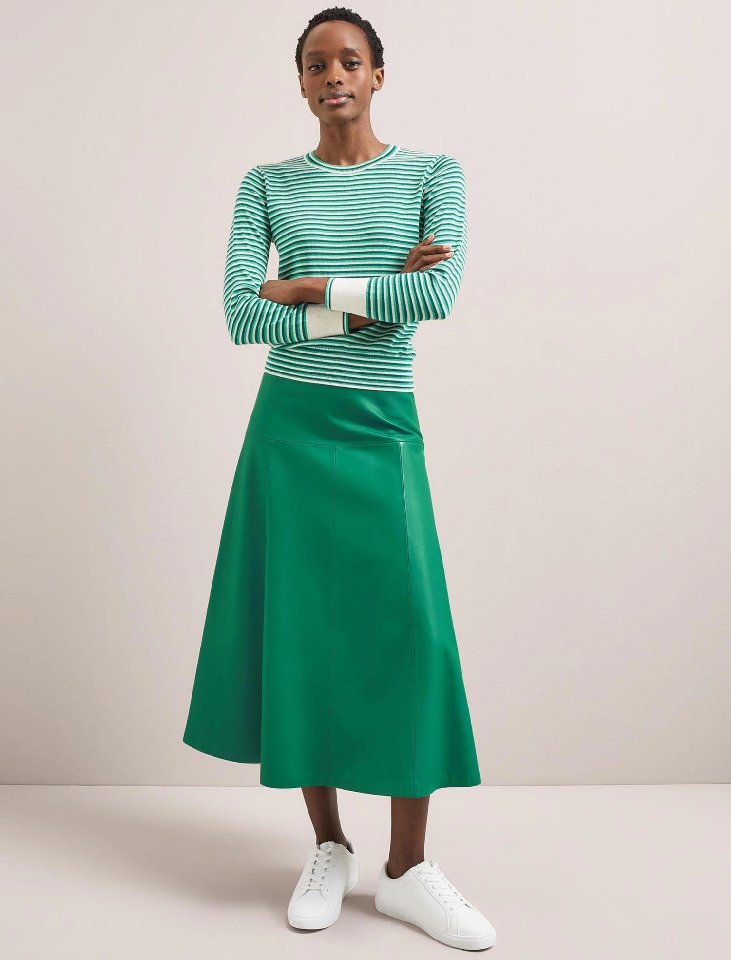 Jodi Cotton Jumper - Teal Mint Cream Stripe 6 Jodi Cotton Jumper - Teal Mint Cream Stripe - Image 4