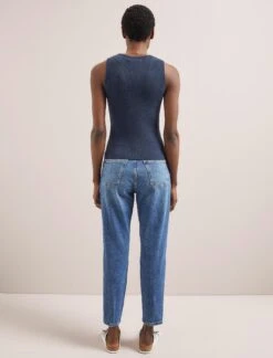 Tammy Cotton Blend Vest - Navy -Cefinn Clothing Store SU24 K150 TAMMY NAVY LS 1851