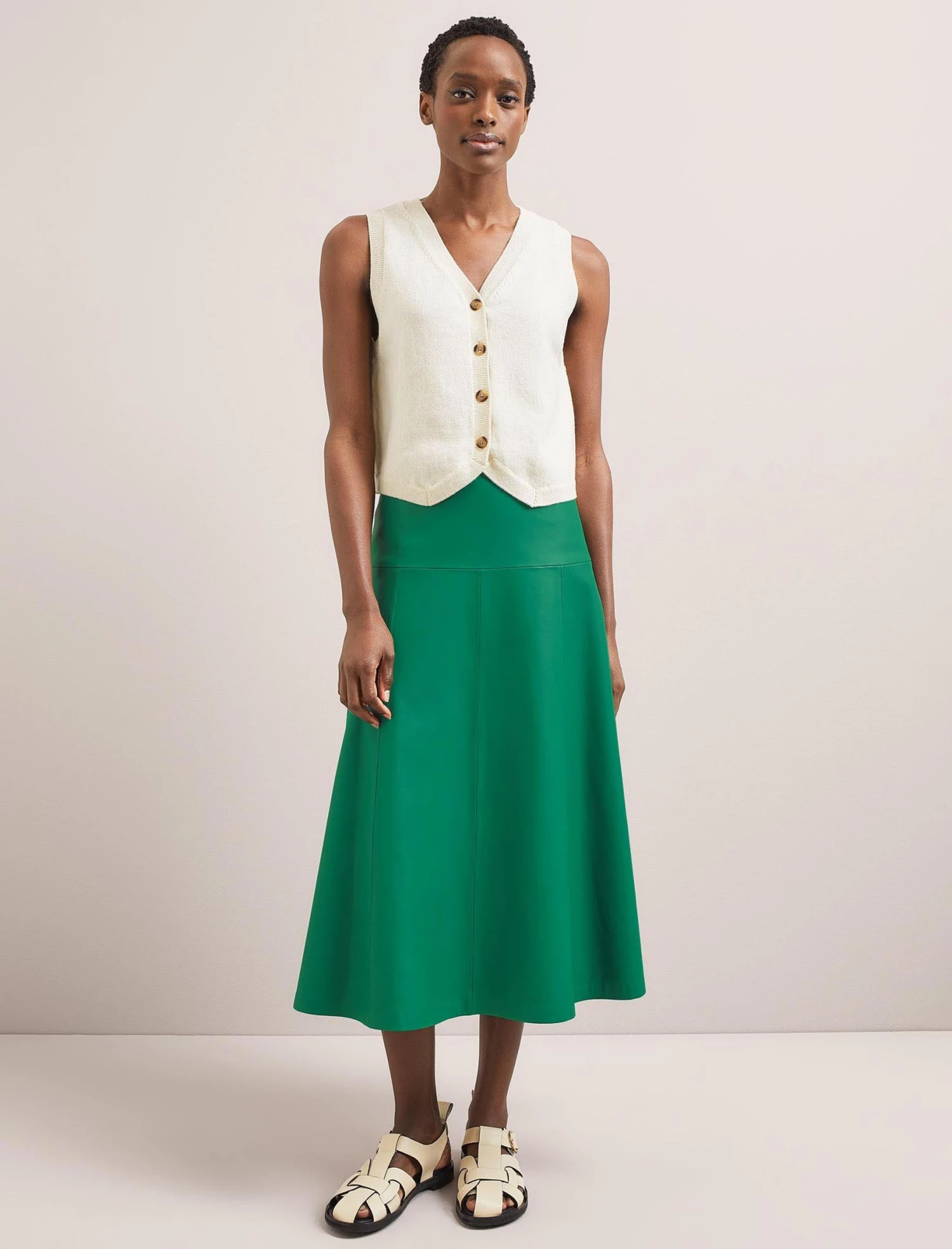 Wesley Cotton Blend V Neck Waistcoat - Cream 7 Wesley Cotton Blend V Neck Waistcoat - Cream - Image 5