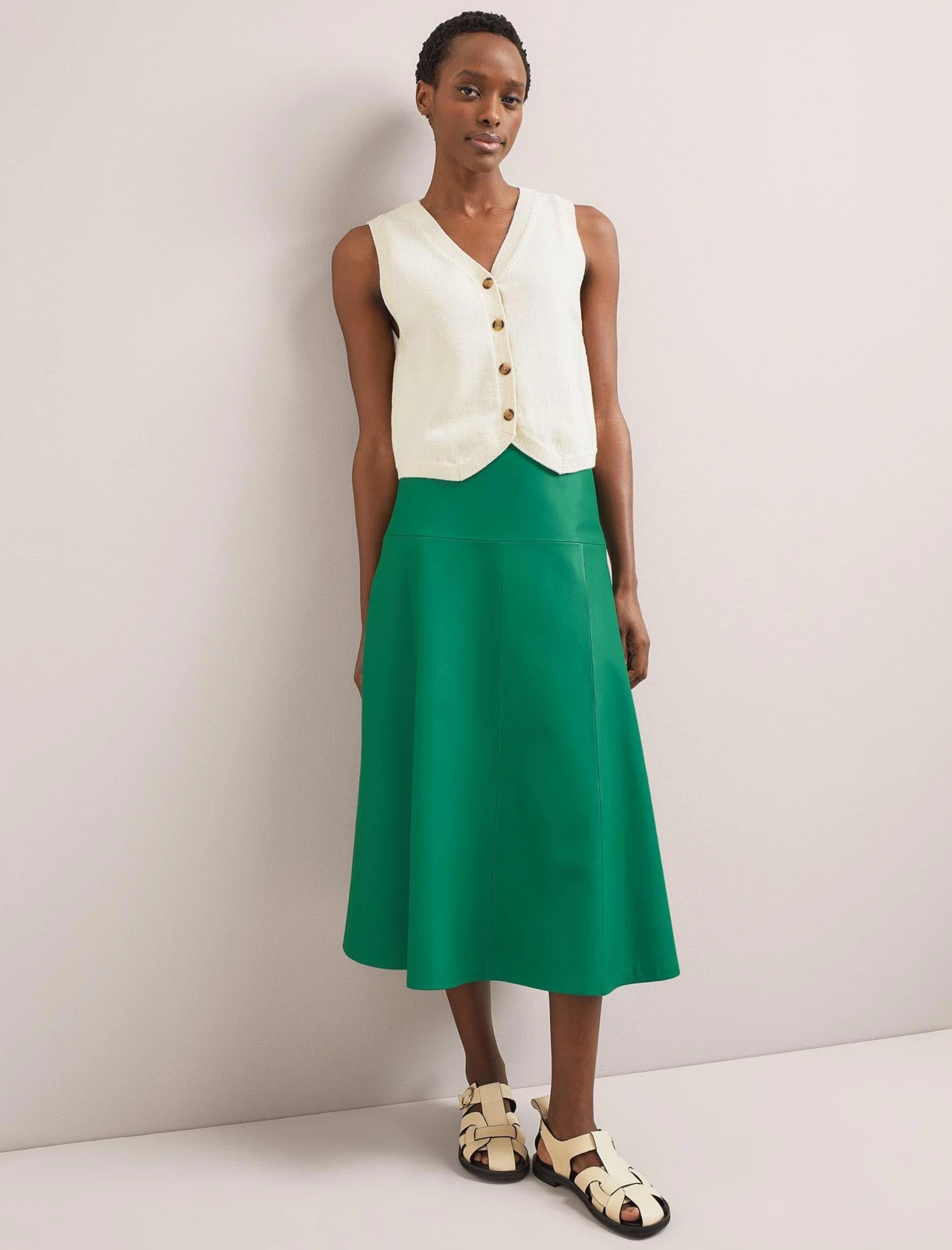 Wesley Cotton Blend V Neck Waistcoat - Cream 4 Wesley Cotton Blend V Neck Waistcoat - Cream - Image 2