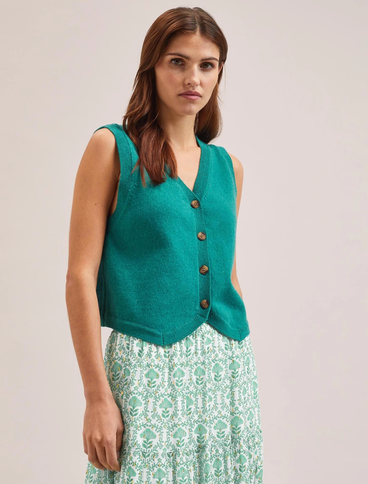 Wesley Cotton Blend V Neck Waistcoat - Turquoise 3 Wesley Cotton Blend V Neck Waistcoat - Turquoise