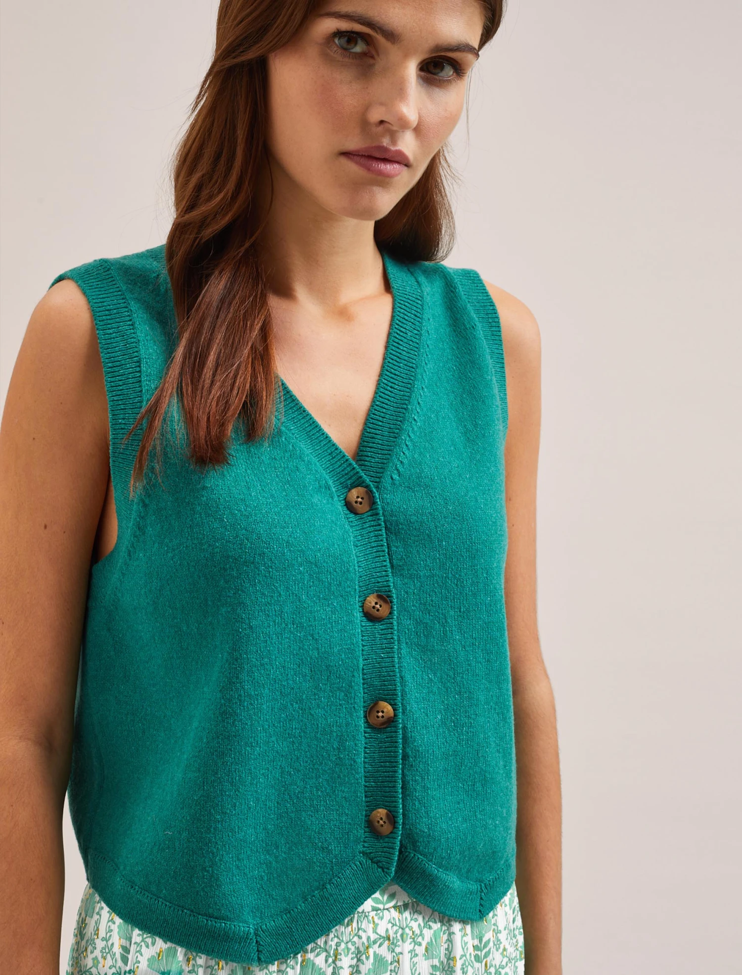 Wesley Cotton Blend V Neck Waistcoat - Turquoise 6 Wesley Cotton Blend V Neck Waistcoat - Turquoise - Image 4