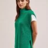 Janice Cotton Blend Funnel Neck Sleeveless Jumper - Emerald Green -Cefinn Clothing Store SU24 K177 JANICE EMERALDGREEN LS 1520