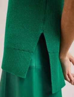 Janice Cotton Blend Funnel Neck Sleeveless Jumper - Emerald Green -Cefinn Clothing Store SU24 K177 JANICE EMERALDGREEN LS 1535