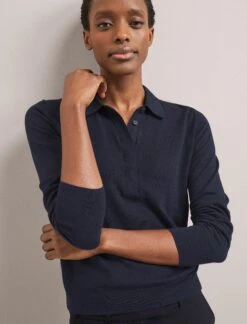 Josie Linen Blend Jumper - Navy -Cefinn Clothing Store SU24 K180 JOSIE NAVY LS 3057