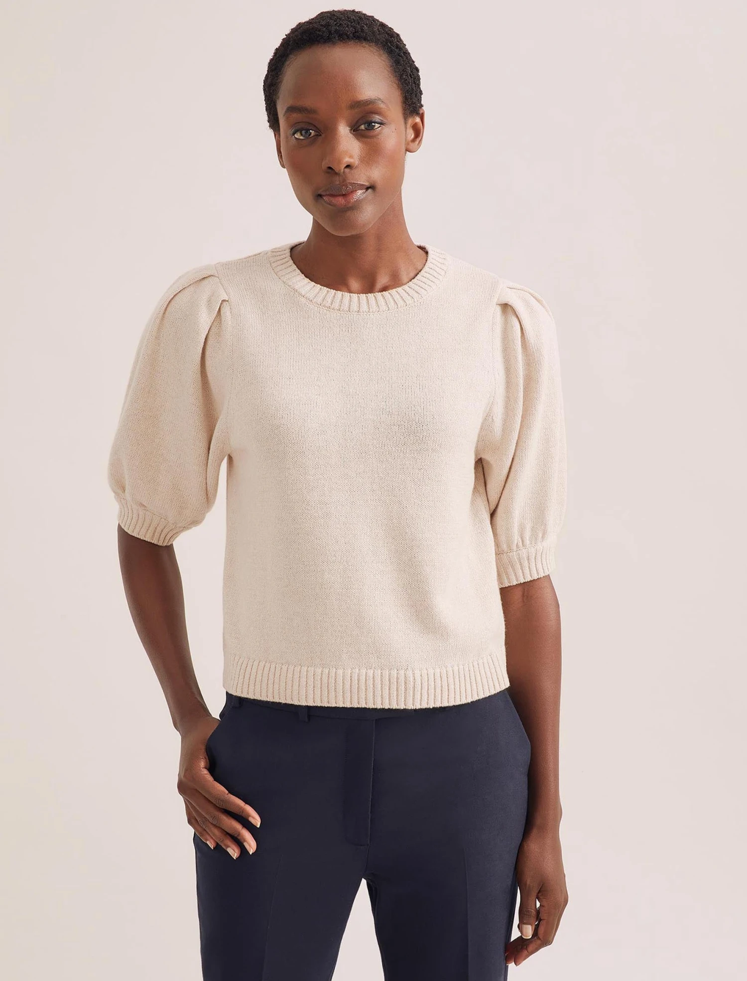 Amalie Linen Blend Jumper - Oatmeal 3 Amalie Linen Blend Jumper - Oatmeal