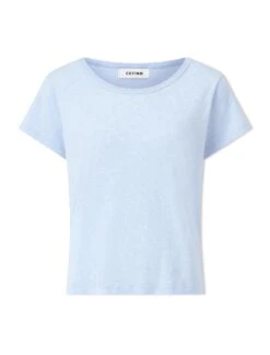 Madison Linen Blend Round Neck Knit T-Shirt - Pale Blue 11 Madison Linen Blend Round Neck Knit T-Shirt - Pale Blue -Cefinn Clothing Store SU24 K186 MADISON PALEBLUE CO