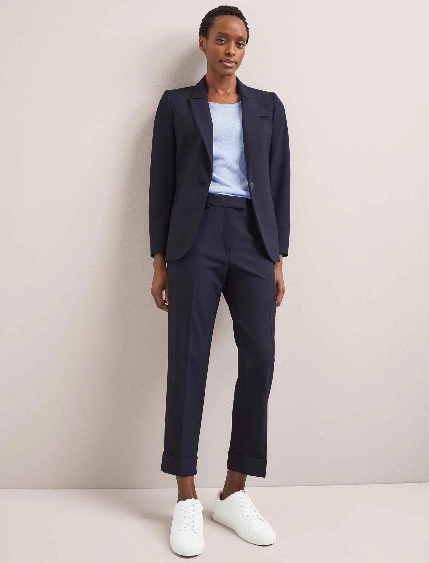 Madison Linen Blend Round Neck Knit T-Shirt - Pale Blue 4 Madison Linen Blend Round Neck Knit T-Shirt - Pale Blue - Image 2