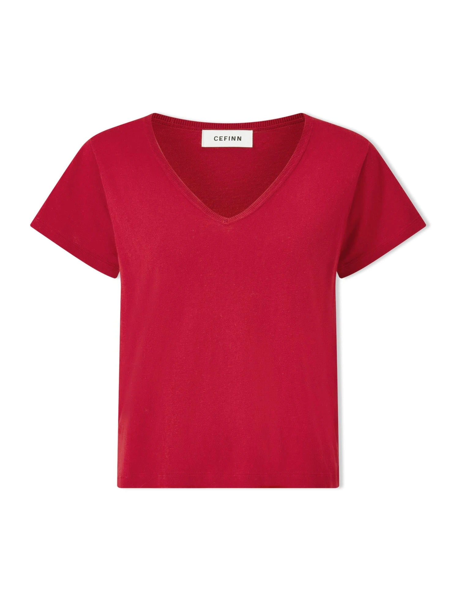 Madison Linen Blend V Neck Knit T-Shirt - Red 7 Madison Linen Blend V Neck Knit T-Shirt - Red - Image 5