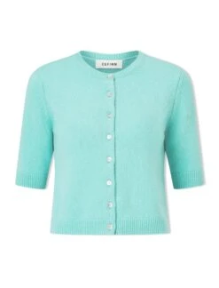 Clara Cashmere Cardigan - Spearmint -Cefinn Clothing Store SU24 K189 CLARA SPEARMINT CO
