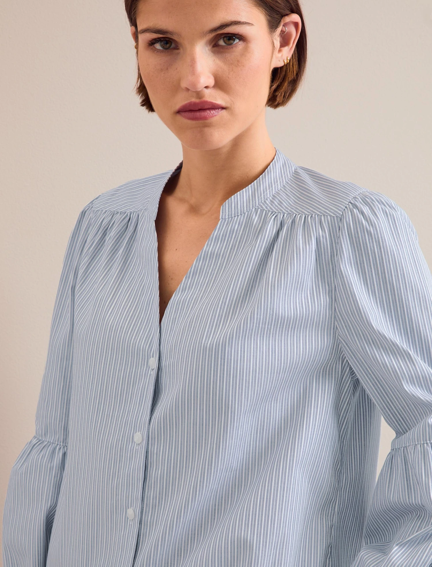 Ella Organic Cotton Shirt - Light Blue White Stripe 4 Ella Organic Cotton Shirt - Light Blue White Stripe - Image 2