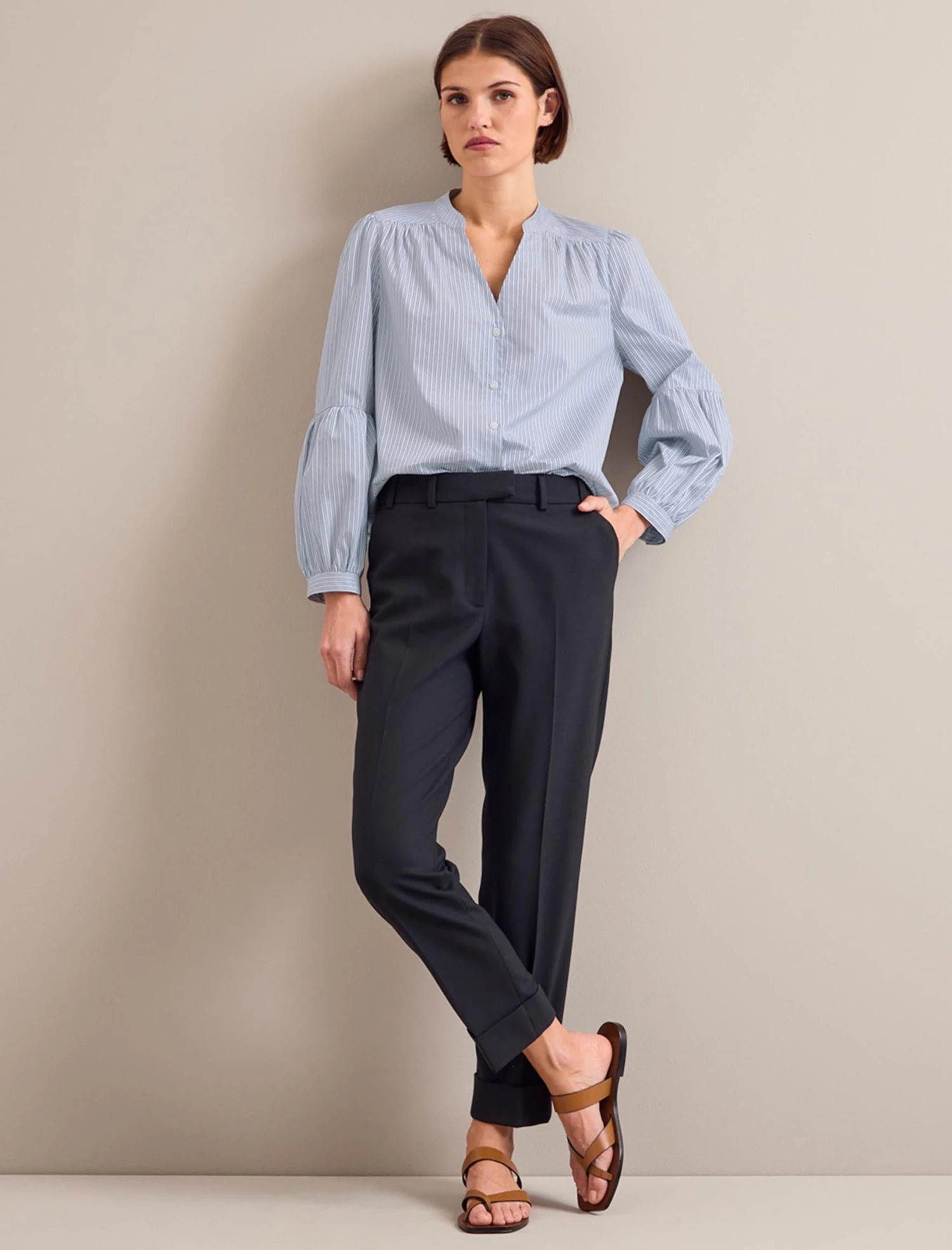 Ella Organic Cotton Shirt - Light Blue White Stripe 9 Ella Organic Cotton Shirt - Light Blue White Stripe - Image 7