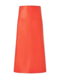 Tiana Leather Midi Skirt - Orange -Cefinn Clothing Store SU24 SK119 TIANA ORANGE CO