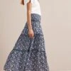 Kira Cotton Blend Maxi Skirt - Blue Ditsy Carnation Print -Cefinn Clothing Store SU24 SK169 KIRA BLUEDITSYCARNATIONPRINT LS 26642
