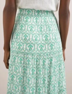 Sedra Gold Metallic Fil Coupé Maxi Skirt - Pale Green Carnation Print 15 Sedra Gold Metallic Fil Coupé Maxi Skirt - Pale Green Carnation Print -Cefinn Clothing Store SU24 SK188 SEDRA PALEGREENCARNATIONPRINT LS 398