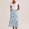 Lotta Cotton Blend Maxi Skirt - White Blue Palm Floral 1 Lotta Cotton Blend Maxi Skirt - White Blue Palm Floral -Cefinn Clothing Store SU24 SK189 LOTTA WHITEBLUEPALMFLORAL LS 2296