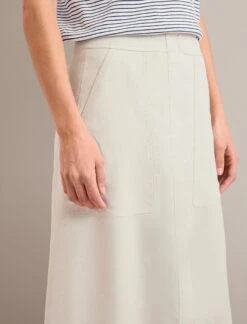 Safia Techni Linen Midi Skirt - Cream -Cefinn Clothing Store SU24 SK190 SAFIA CREAM LS 0209